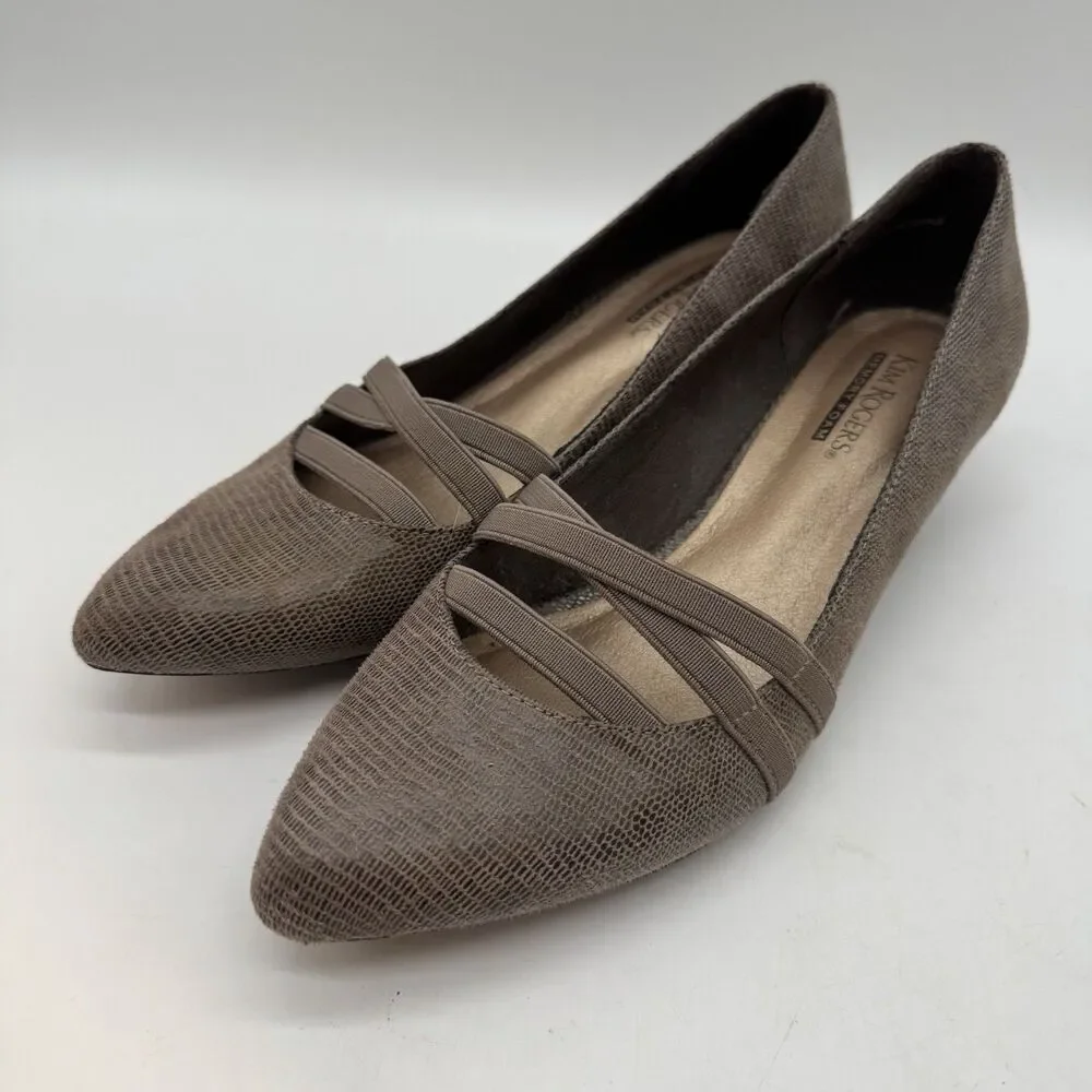 Kim Rogers Olissa Classic Pump Women's 6.5M Brown Faux Reptile Textile Heels